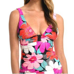 NWT La Blanca Knot-Trim Tankini Top 12 Full Bloom Floral LB2CJ84